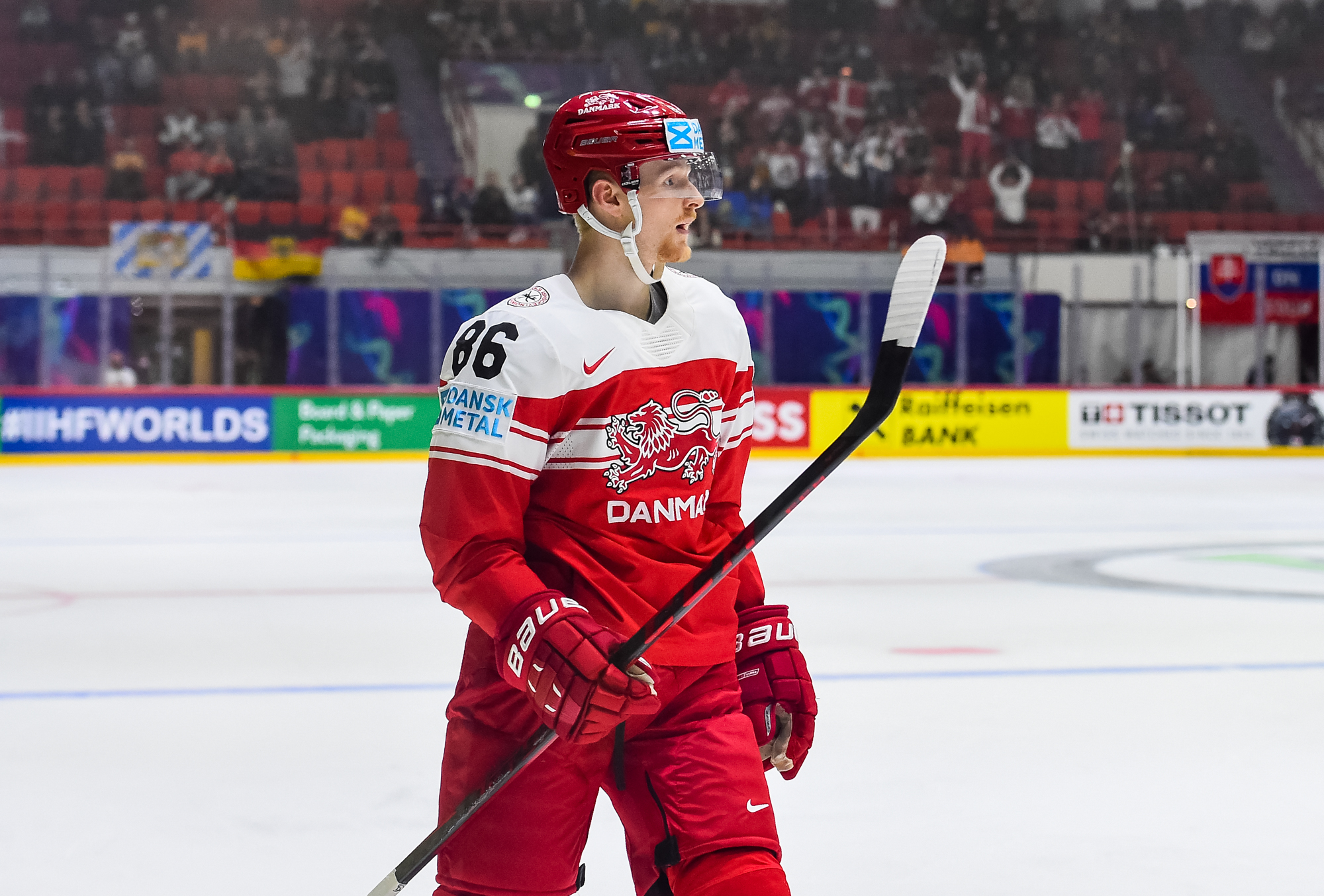 Denmark Hockey #41 Jesper Jensen-Aabo Men's 2022 Winter Olympics Away Jersey  - Red Men's