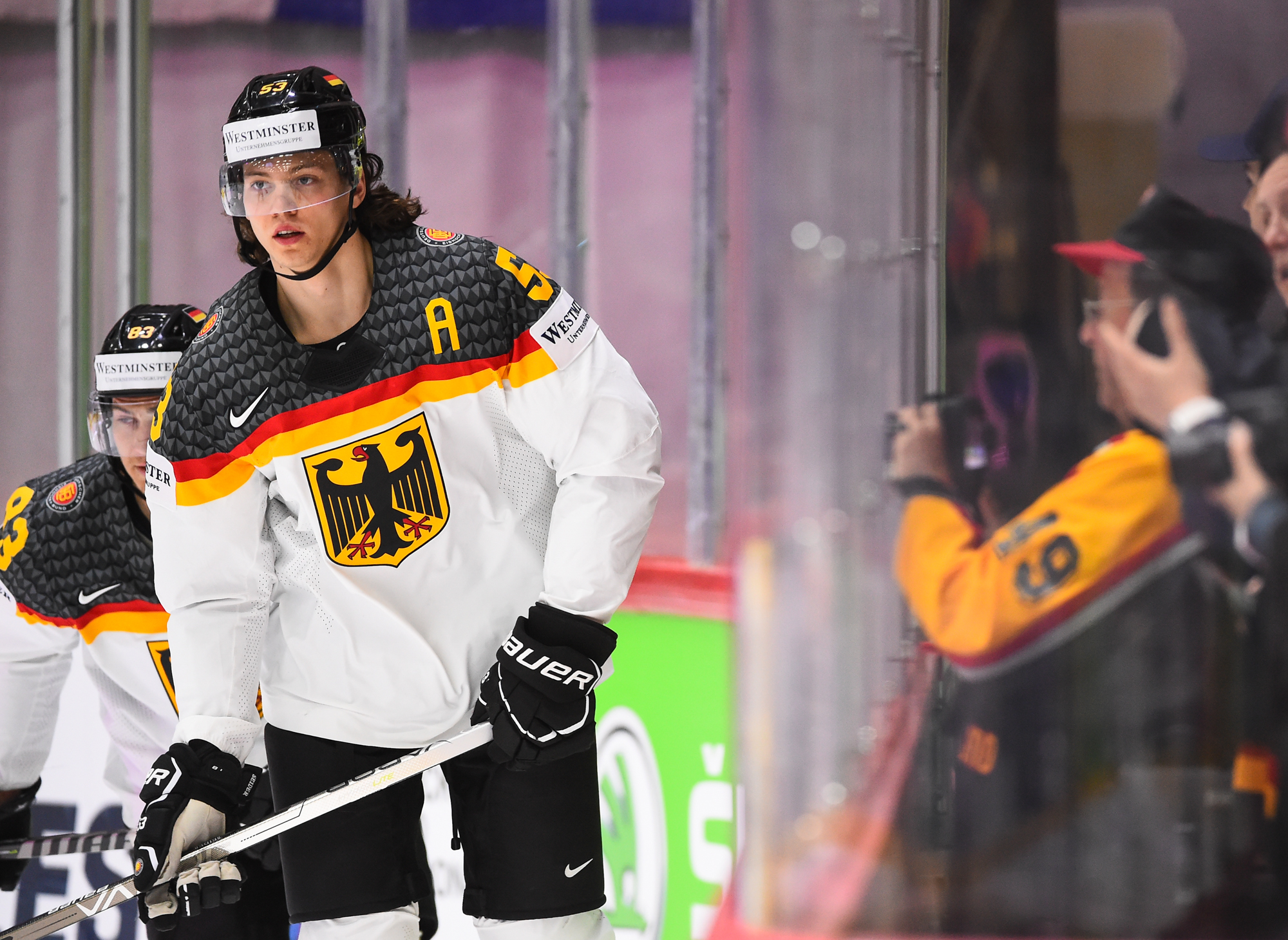 Moritz Seider (GER) in action during the 2021 IIHF Ice Hockey