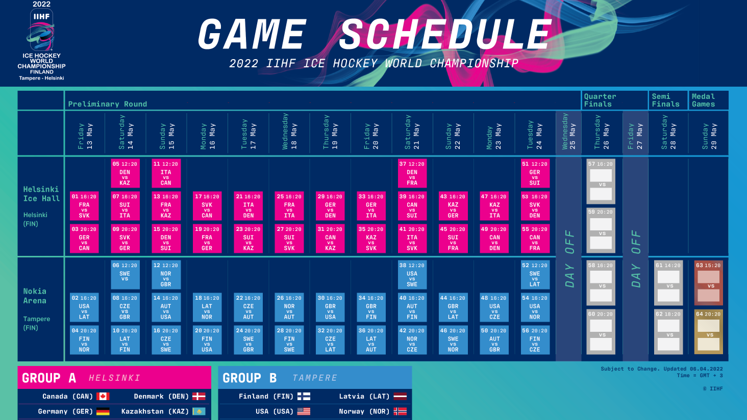 IIHF Fan Schedule