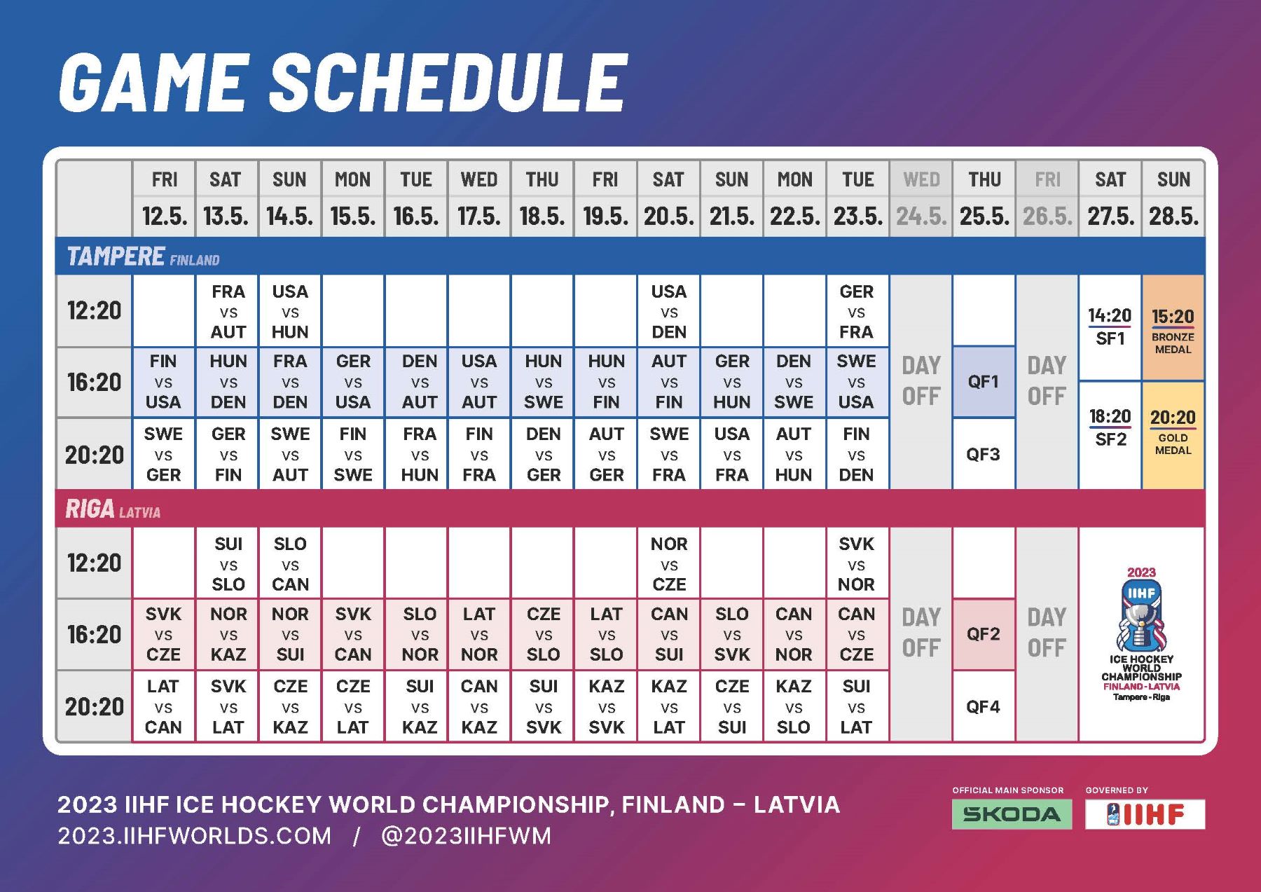 IIHF Fan Schedule