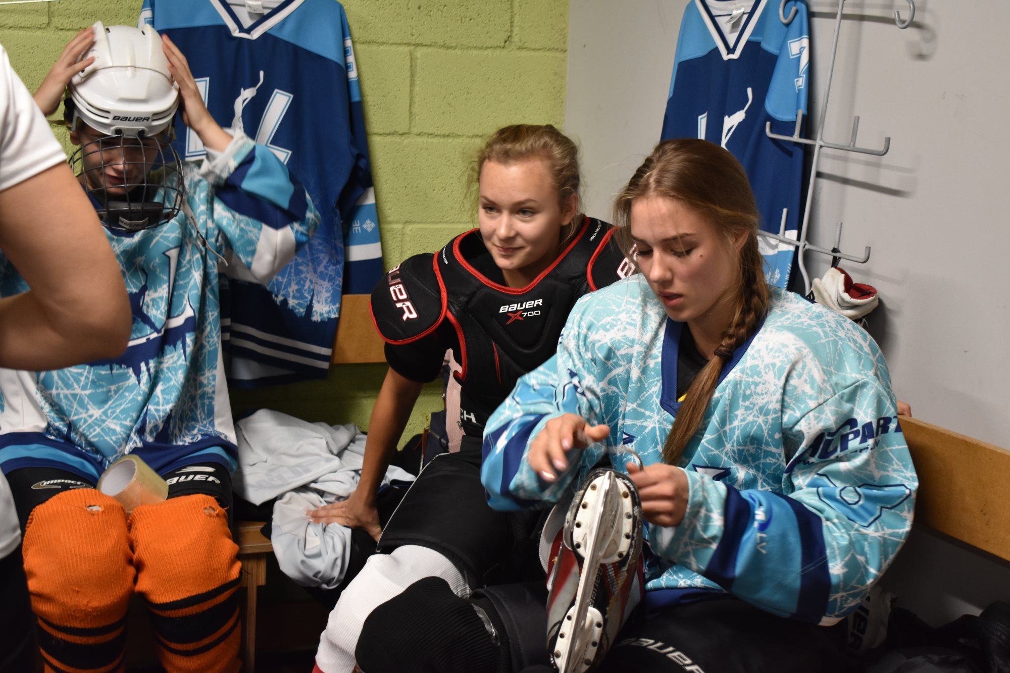 Amateur dressing room with female